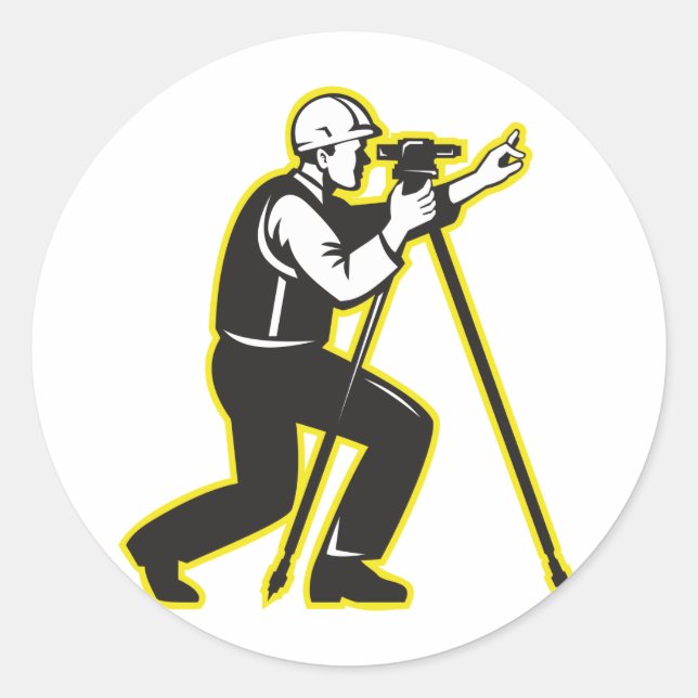 Surveyor Engineer Theodolite Total Station Classic Round Sticker (Front)