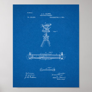 Surveyor's Transit Patent - Blueprint Poster