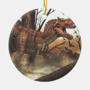 Survival for the fittest extinct dinosaur ceramic tree decoration