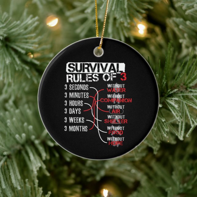 Survival Rules of Three - Wilderness Quiz Ceramic Tree Decoration (Tree)