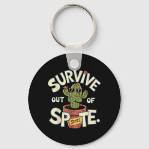 Survive Out Of Spite Funny Cool Cactus Retro Key Ring