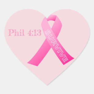 Survive Phil 4:13 Pink Ribbon Heart Sticker