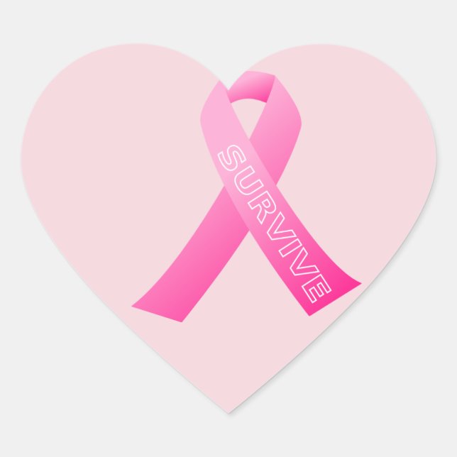 Survive Pink Ribbon Heart Sticker (Front)