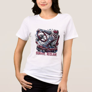 Survive Reclaim Cybernetic Crash Skull Graphic T-S Tri-Blend Shirt