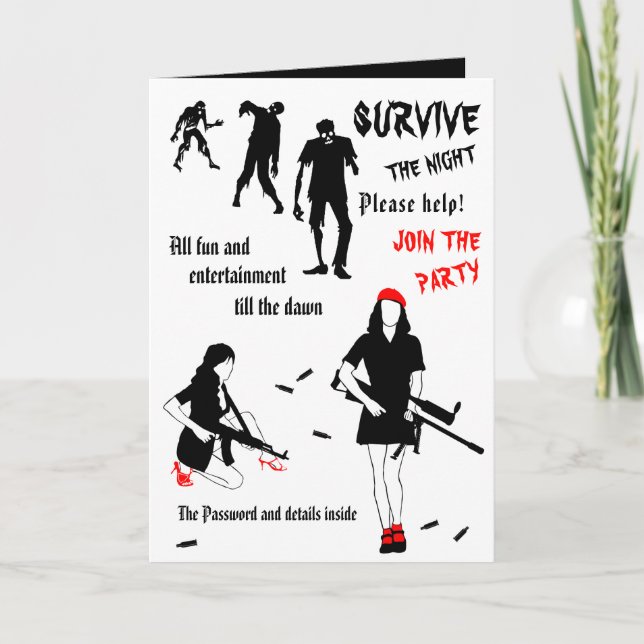 Survive The Night Halloween customisable Invitation (Front)