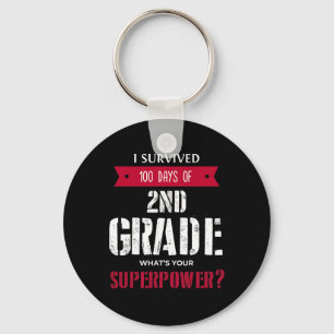 Survived 100 Days Of 2nd Grade Superpower Key Ring