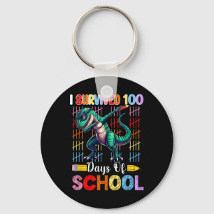 Survived 100 Days Of School Cute Colourful Dabbing Key Ring