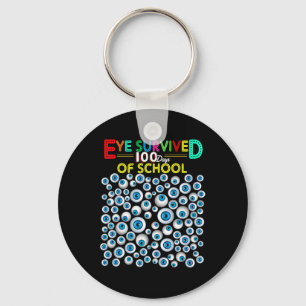 Survived 100 Days Of School Teacher Kids Students  Key Ring
