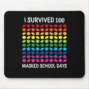 Survived 100 Masked School Days 100th Day Of Schoo Mouse Mat