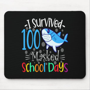 Survived 100 Masked School Days 2021 Teacher Stude Mouse Mat
