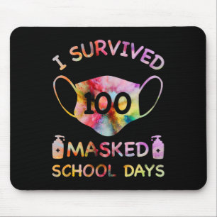 Survived 100 Masked School Days For Kids Teacher S Mouse Mat