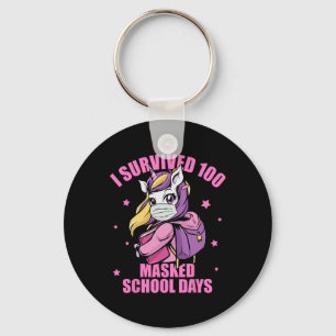 Survived 100 Masked School Days Key Ring