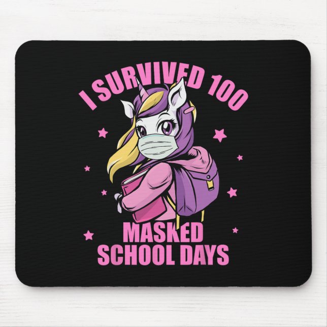 Survived 100 Masked School Days  Mouse Mat (Front)