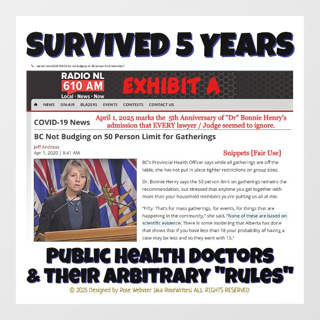 Survived 5 Years by RoseWrites Window Cling (Sheet)