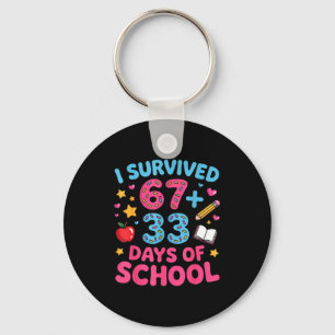 Survived 67 + 33 day of school funny 6 7 teacher key ring