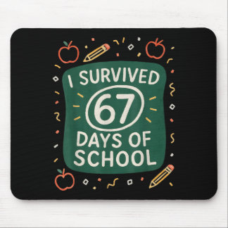 Survived 67 Days Of School Funny Six Seven Hands Mouse Mat