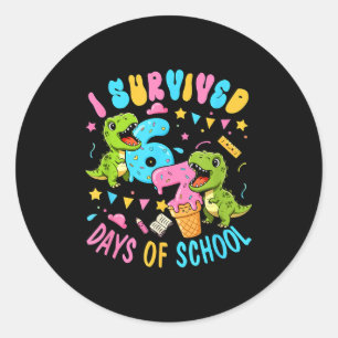 Survived 67 Days Of School T-rexes Funny Six Seven Classic Round Sticker