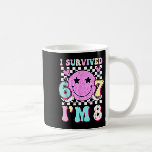 Survived 6 7 8 cute 8th birthday girl smile face coffee mug