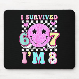 Survived 6 7 8 cute 8th birthday girl smile face mouse mat