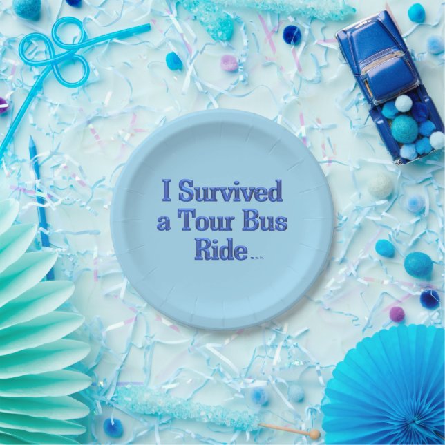 Survived a Tour Bus Ride blue paper plates (Party)