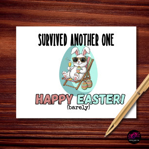 Survived Another One Funny Easter Bunny Holiday Postcard