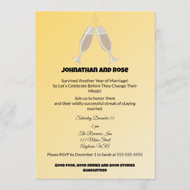 Survived another Year of Marriage Invitation (Front)