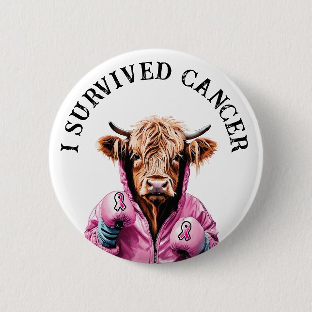 Survived breast cancer 6 cm round badge (Front)