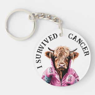 Survived breast cancer Cow theme Key Ring