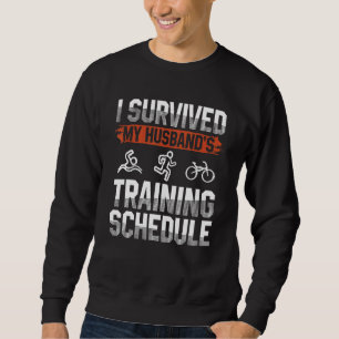 Survived Husbands Training Triathlon Athlete Swim Sweatshirt