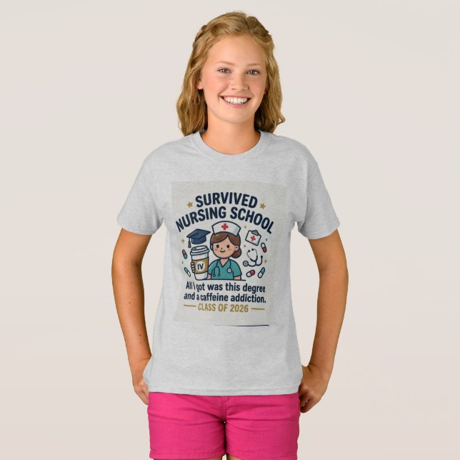 Survived School Funny Graduation Shirt Class of 20 (Front Full)