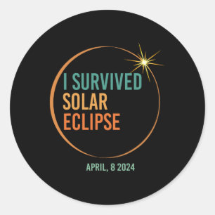 Survived Solar Eclipse April 8 2024 Funny Totality Classic Round Sticker