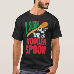 Survived The Wooden Spoon Italian Flag Dad Adult T-Shirt
