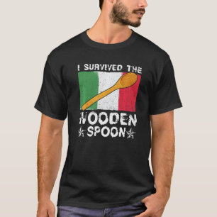 Survived The Wooden Spoon Italian Flag  Dad Adult  T-Shirt