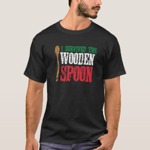 Survived The Wooden Spoon Italian Flag Funny Dad A T-Shirt