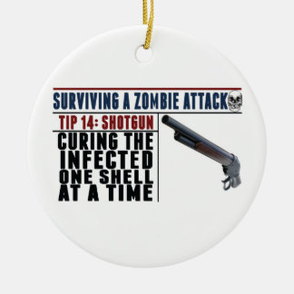 "SURVIVING A ZOMBIE ATTACK: 14 SHOTGUNS" Christmas Ceramic Tree Decoration