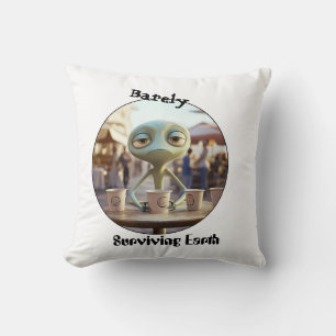 Surviving earth alien coffee drinker cushion