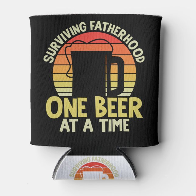 Surviving Fatherhood One Beer At A Time Gift Alcoh Can Cooler (Front)