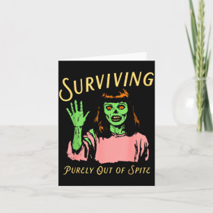 Surviving Purely Out Of Ste Retro Zombie Halloween Card