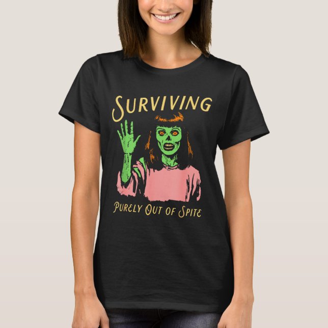 Surviving Purely Out Of Ste Retro Zombie Halloween T-Shirt (Front)