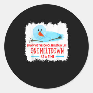 Surviving The School Secretary Life Snowman Christ Classic Round Sticker