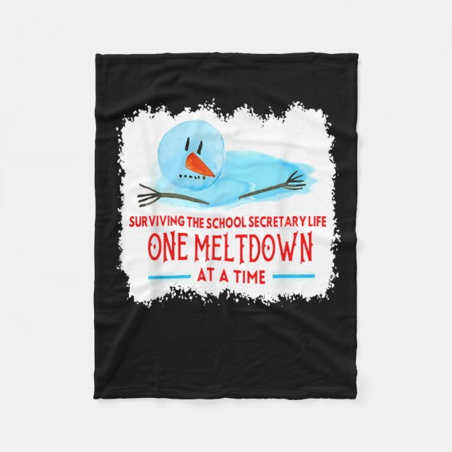 Surviving The School Secretary Life Snowman Christ Fleece Blanket (Front)