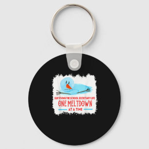 Surviving The School Secretary Life Snowman Christ Key Ring