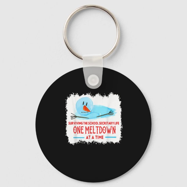 Surviving The School Secretary Life Snowman Christ Key Ring (Front)