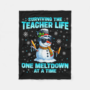 Surviving The Teacher Life Pjs Pajamas Christmas X Fleece Blanket