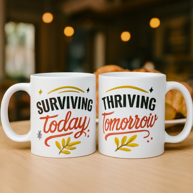 Surviving Today & Thriving Tomorrow Motivational Coffee Mug (surviving today thriving tomorrow)