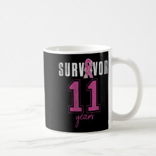 Survivor 11 Years October Ribbon Breast Cancer Coffee Mug