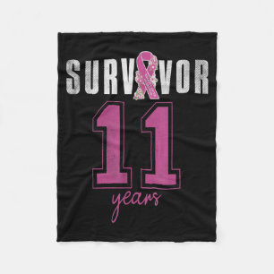 Survivor 11 Years October Ribbon Breast Cancer Fleece Blanket