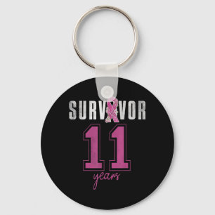 Survivor 11 Years October Ribbon Breast Cancer Key Ring
