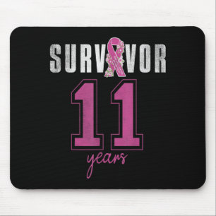 Survivor 11 Years October Ribbon Breast Cancer Mouse Mat