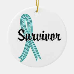 Survivor 17 Ovarian Cancer Ceramic Tree Decoration